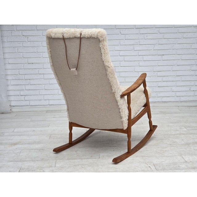 Vintage Danish Rocking Chair in Sheepskin, 1970s For Sale - Image 16 of 18