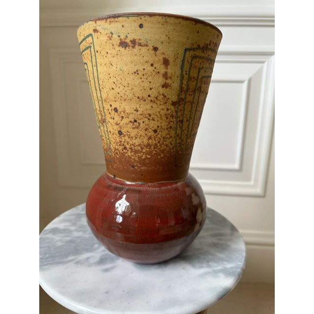 Guido Gambone Vintage Italian Modernist Handcrafted Pottery Vase For Sale - Image 4 of 11