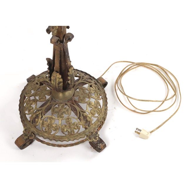 Early 20th Century Victorian Brass Foliate Candelabra Floor Lamp For Sale - Image 9 of 9