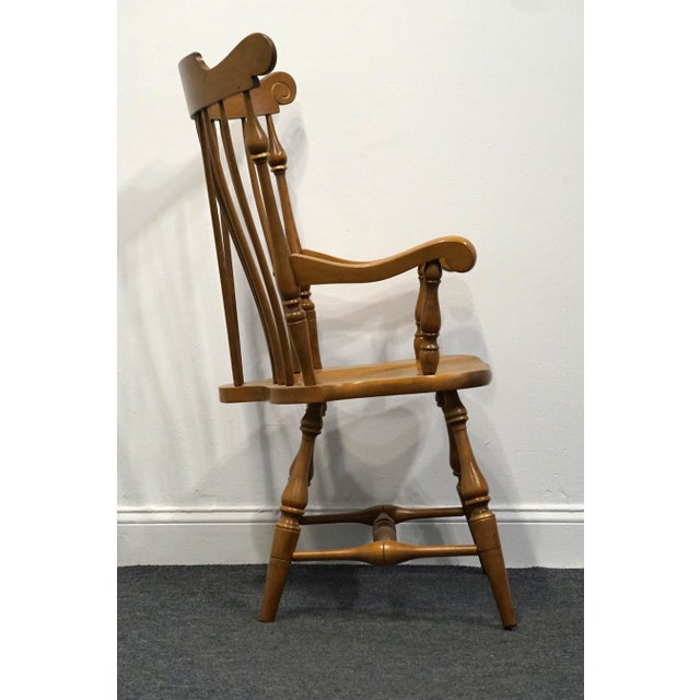 Brown Ethan Allen Hand Decorated Hitchcock Inspired Solid Maple Fiddleback Duxbury Accent Arm Chair 14-6072a - 601 Nutmeg Finish For Sale - Image 8 of 11