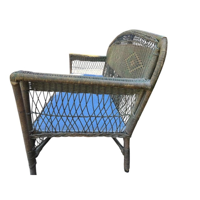Green Wicker Settee 1930's For Sale - Image 8 of 12