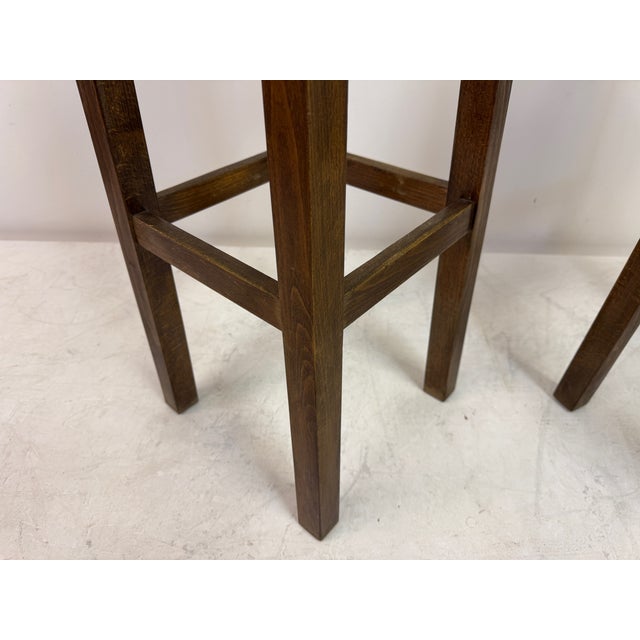 Vintage French Bar Stools in Oak and Rush, 1960s, Set of 2 For Sale - Image 11 of 13