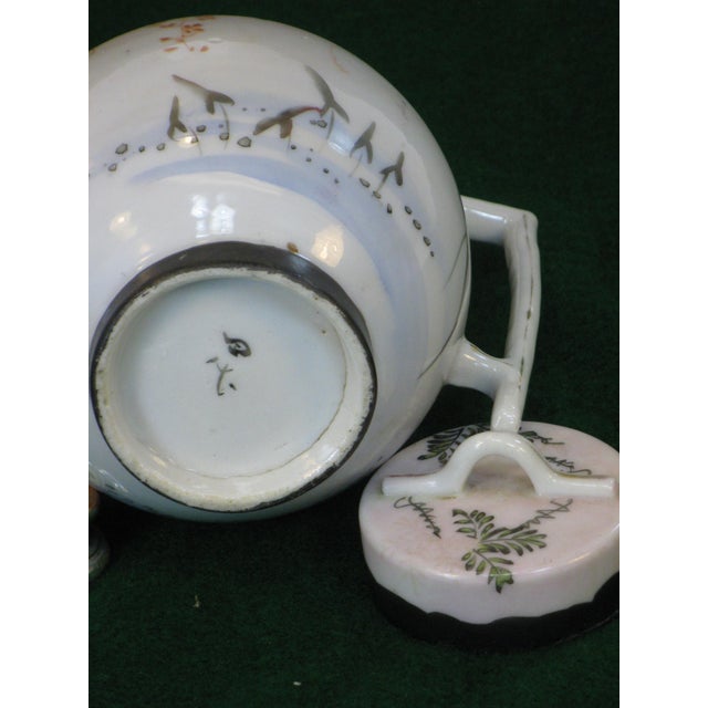 Mid 19th Century Satsuma Teapot Hand-Painted Vines & Blossoms Square Handle Japanese Meiji Period Signed For Sale - Image 12 of 18