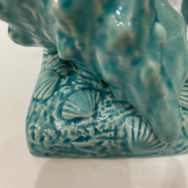Vintage Italian Majolica Seashells Bookends For Sale In Miami - Image 6 of 8