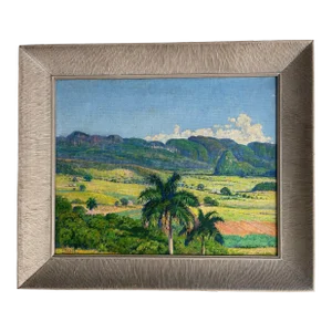 Domingo Ramos 1930s Paisaje Cubano Oil on Canvas Painting