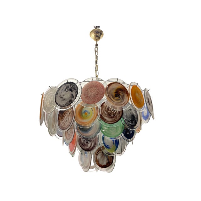 Large Space Age Murano Disc Glass Chandelier, 1970s For Sale - Image 14 of 14