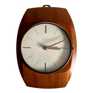 Early ATO-MAT Battery Wall Clock in Teak from Junghans, West Germany, 1960s For Sale