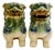 Late 20th Century Pair of Green & Blue Glazed Ceramic Foo Dog Figurines For Sale