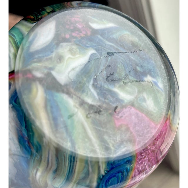 Vintage Hand-Blown Colorful Glass Art Vase For Sale - Image 9 of 10