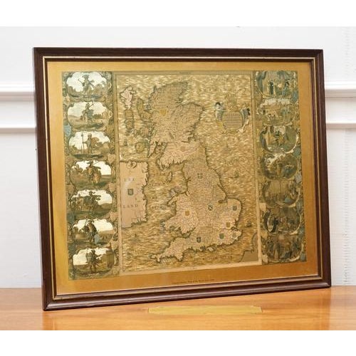 Vintage Gold Foil Map Of The British Isles 1646 By Joannes Janssen. Measurements Height - 48 cm Width - 58 cm Depth - 2 cm...