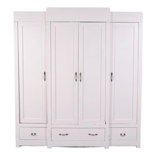 Vintage Pink-Stained 4-Door Wardrobe For Sale