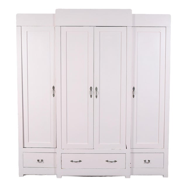 Vintage Pink-Stained 4-Door Wardrobe For Sale