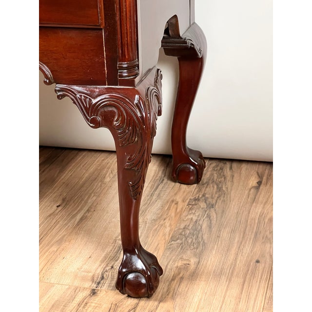 Brown Vintage Solid Mahogany Chippendale Style Lowboy by Councill Craftsmen For Sale - Image 8 of 11