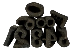 Marvelous Collection of Chunky Primitive Antique Hand Carved Wood Animal Stamping Numbers