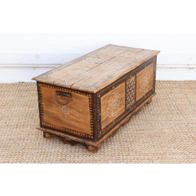 Brown Floral Mandala Mother of Pearl Inlaid Chest For Sale - Image 8 of 12