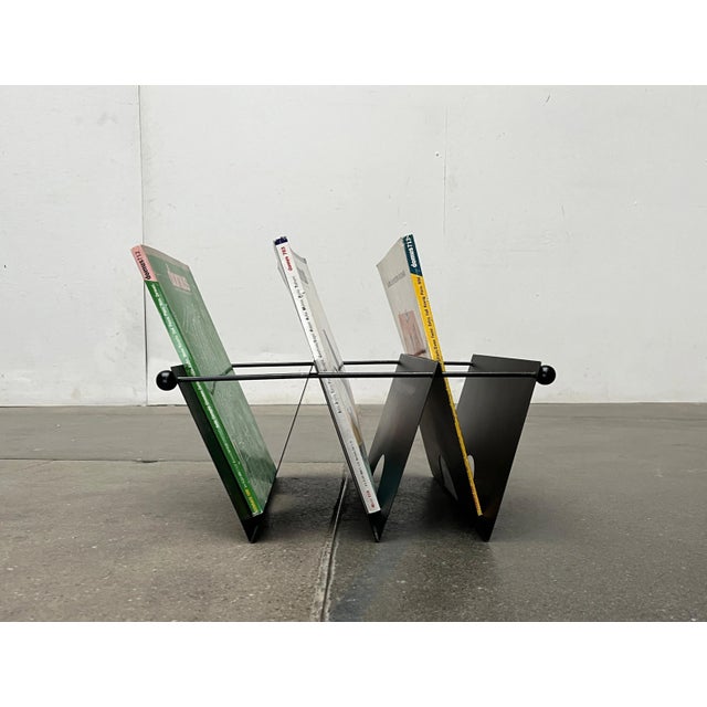 Italian Postmodern Metal Magazine Rack Holder, 1980s For Sale - Image 9 of 18