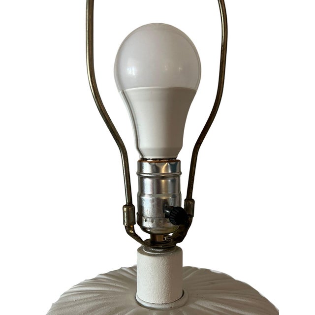White 1970s John Dickinson Style Plaster Draped Table Lamp For Sale - Image 8 of 10