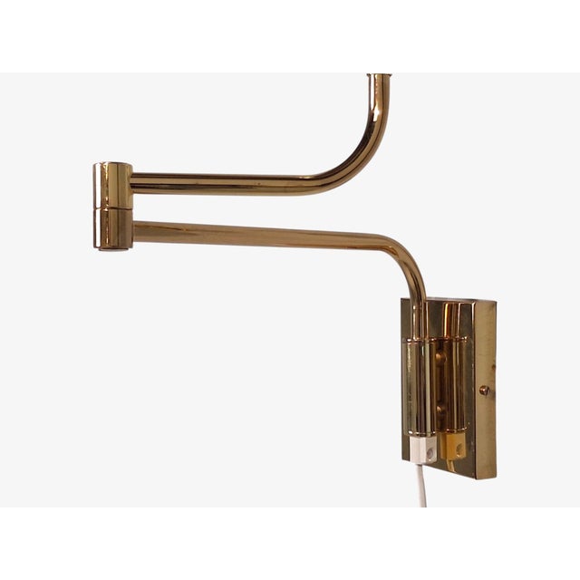 1980s Mid-Century Modern Fagerhults, Articulating Wall Light, Brass, Fabric For Sale - Image 12 of 14