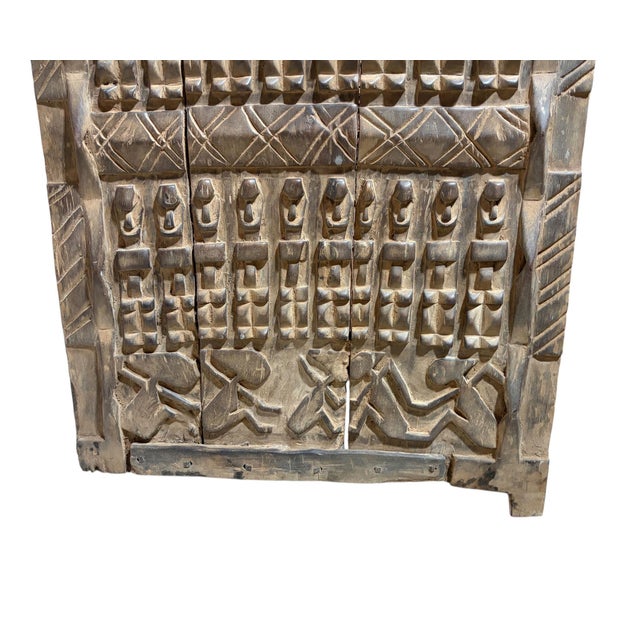 Wood Vintage Dogon Granary Door With Nommo Ancestors Mali African 48" H For Sale - Image 7 of 9