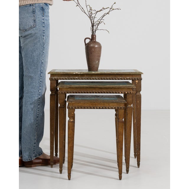 Set of 3 Italian Florentine Nesting Tables, Circa 1960 For Sale - Image 9 of 14