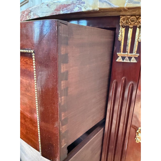 Louis XVI Half-Moon Commode in Mahogany and Marble, 1960s For Sale - Image 9 of 11