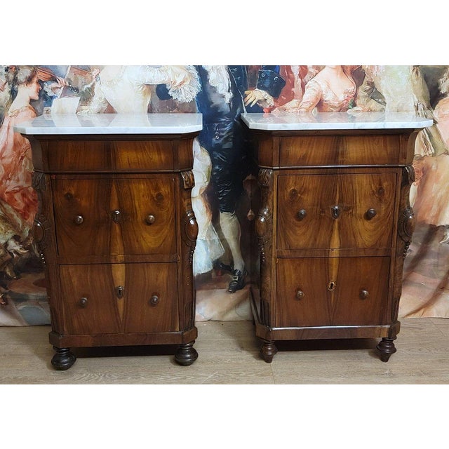 Italian Charles X Mahogany Dressers, Set of 2 For Sale - Image 3 of 10