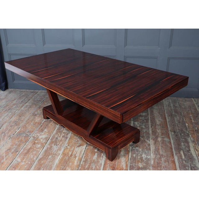 Art Deco Macassar Ebony Dining Table with End Drawers, 1930 For Sale - Image 13 of 17