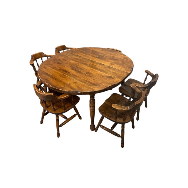 Farmhouse 1970s Solid Pine Watertown Slide Expandable Dining Table With 2 Leaves & 8 Chairs For Sale - Image 3 of 12