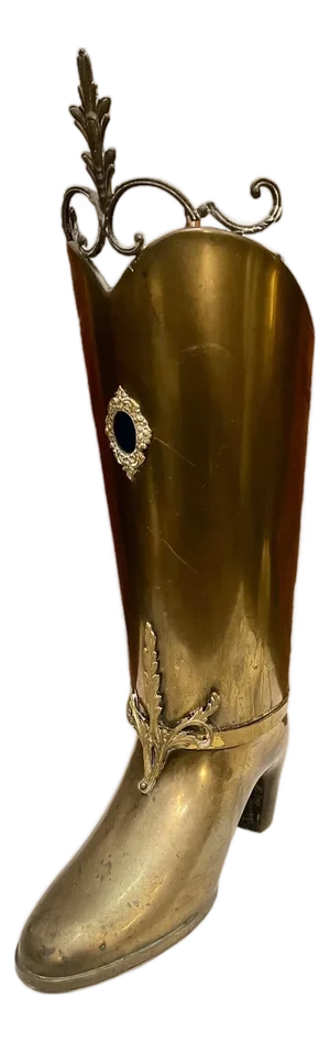 Mid-Century Modern Brass Boot-Shaped Umbrella Stand