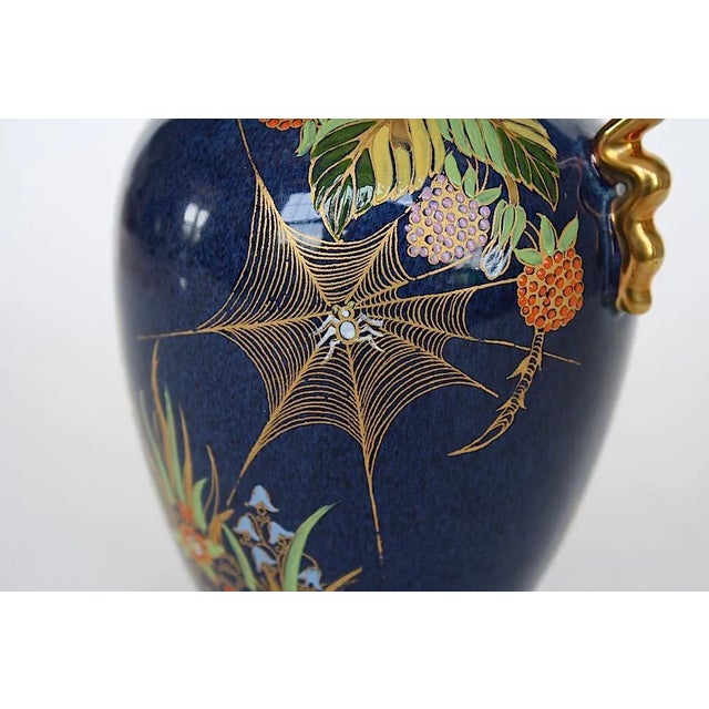 Blue Carlton Ware Spider Web Vase For Sale - Image 8 of 12