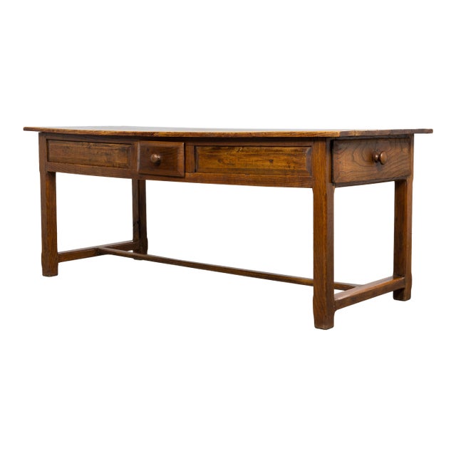 Early 19th Century French Provincial Farmhouse Mixed Wood Trestle Table For Sale