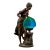 1910s Art Nouveau Figural Lamp With Uranium Glass Shade by Anglade For Sale
