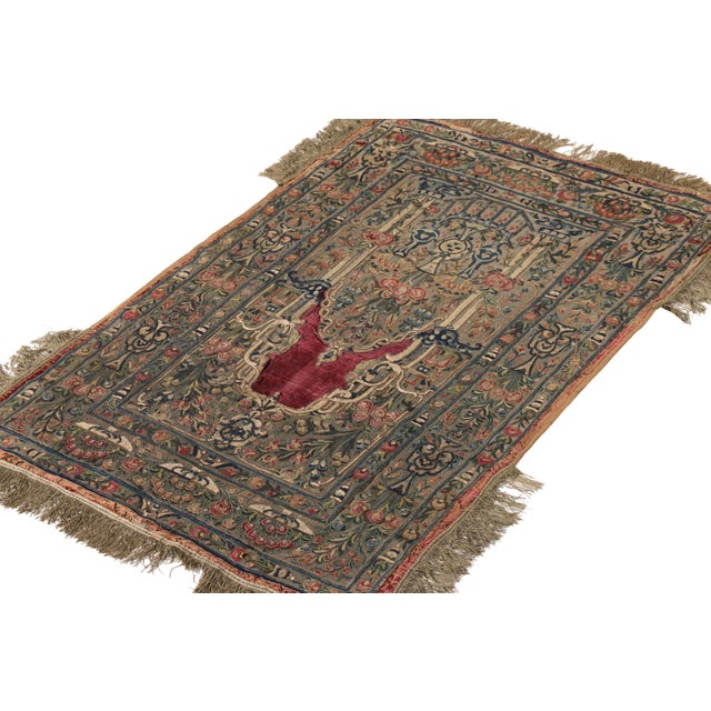 Rug & Kilim Antique Italian Tapestry in Green and Red With Floral Patterns, From Rug & Kilim For Sale - Image 4 of 6