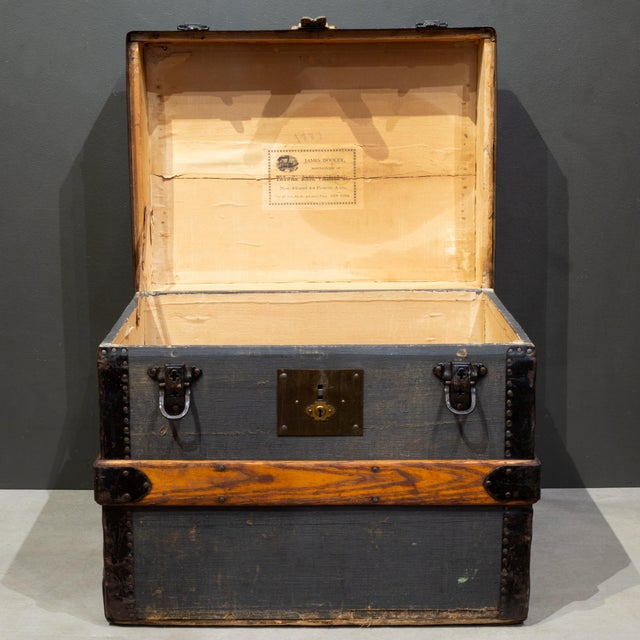Victorian 19th C. James Dooley Small Antique Travel Chest/Side Table c.1887 For Sale - Image 3 of 11