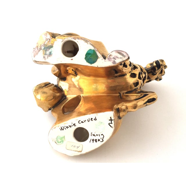 Vintage Mid-Century Gold Ceramic Signed Horse For Sale - Image 12 of 13