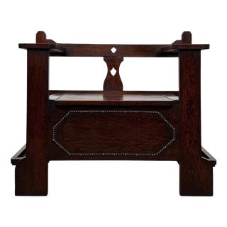 Antique Early 20th Century English Oak Hall Seat For Sale