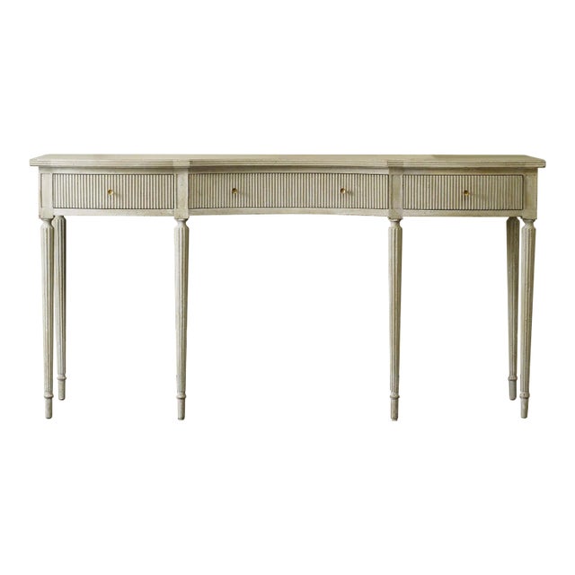Modern History Ribbed Drawer Console Table - Antique Grey For Sale
