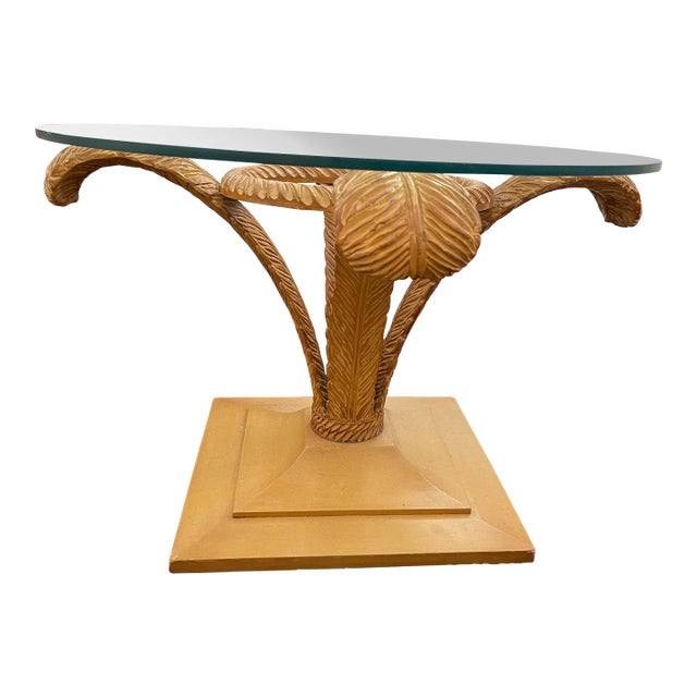 Grosfeld House Plume Base Glass Top Cocktail Table For Sale