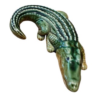 19th-Century Majolica-Style Ceramic Alligator Sculpture – Palissy Style For Sale