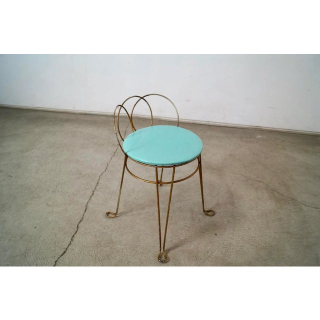 Mid-Century Modern 1950’s Mid-Century Modern Patinated Brass Vanity Stool For Sale - Image 3 of 12