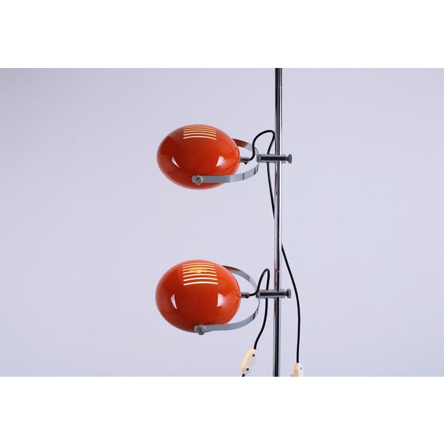 Mid-Century Modern Adjustable Orange Double Eyeball Globe Floor Lamp from Herda, 1970s For Sale - Image 3 of 18