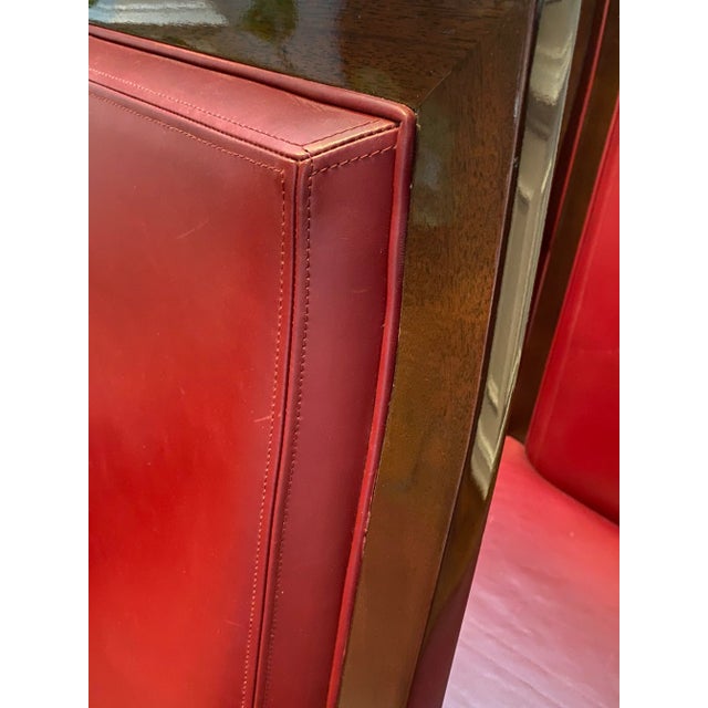 Holly Hunt Holly Hunt 1980s Red Leather Dinning Chairs Set of 8 For Sale - Image 4 of 13