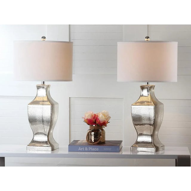 Ivory 29 Inch H Bottom Table Lamp in Ivory & Silver - a Pair For Sale - Image 8 of 9