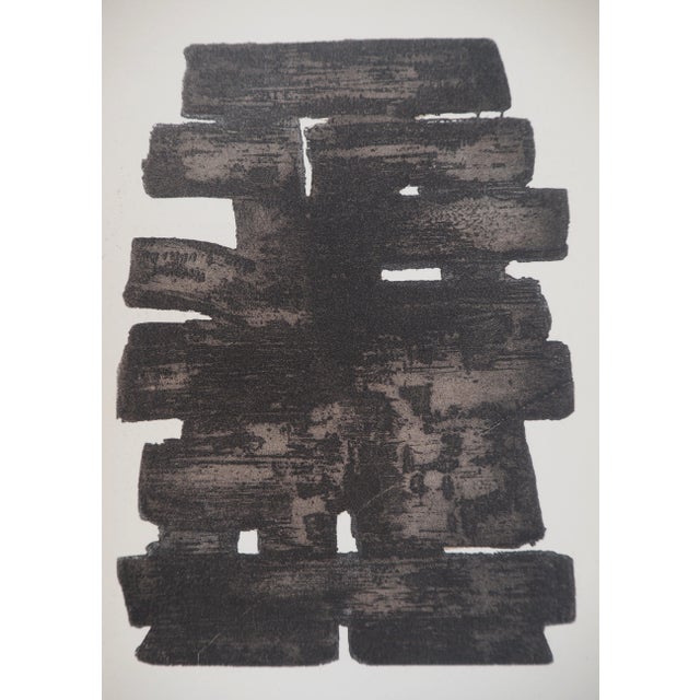 Pierre soulages (1919-2022) strong water xiii, 1957 lithograph and stencil (jacomet process) after an engraving by the...