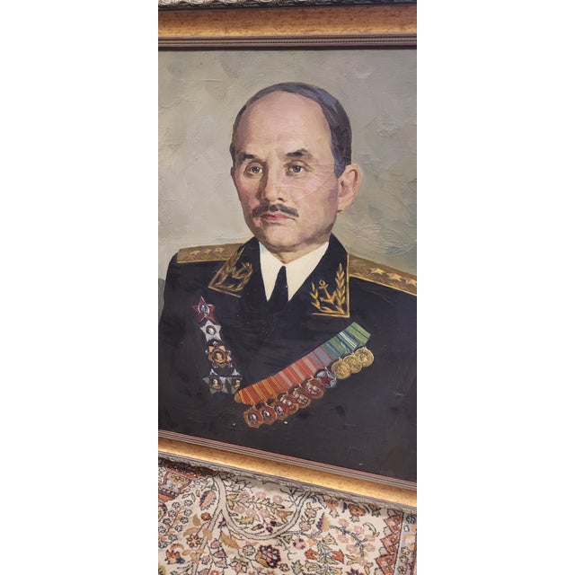 Vintage 1940s Oil Painting of an Admiral For Sale - Image 4 of 7