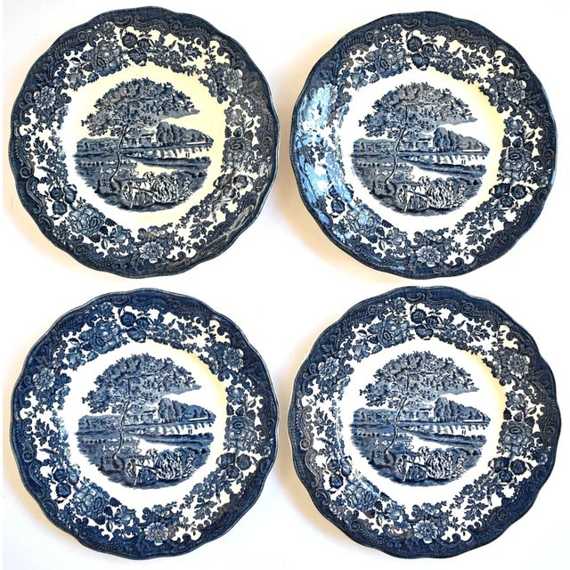 Royal Worcester Blue & White Plates - Set of 4 For Sale - Image 9 of 9