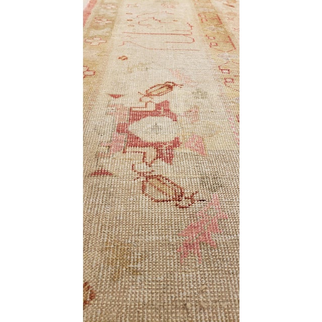 Traditional Antique Oushak Carpet, Handmade Turkish Oriental Rug, Beige, Coral, Soft Colors For Sale - Image 3 of 13