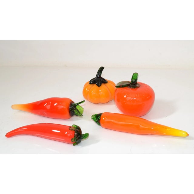Murano 1980 Blown Murano Style Art Glass Set 5 Fruit and Vegetables Italy Mid-Century Modern For Sale - Image 4 of 13
