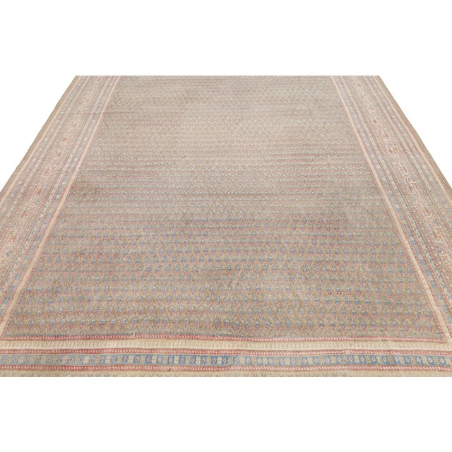 Textile Antique Tabriz Style Wool Rug With Geometric Pattern in Subtle Earth Tones For Sale - Image 7 of 11