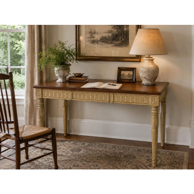 French Louis XVI / Gustavian Inspired Painted Writing Desk For Sale - Image 11 of 11